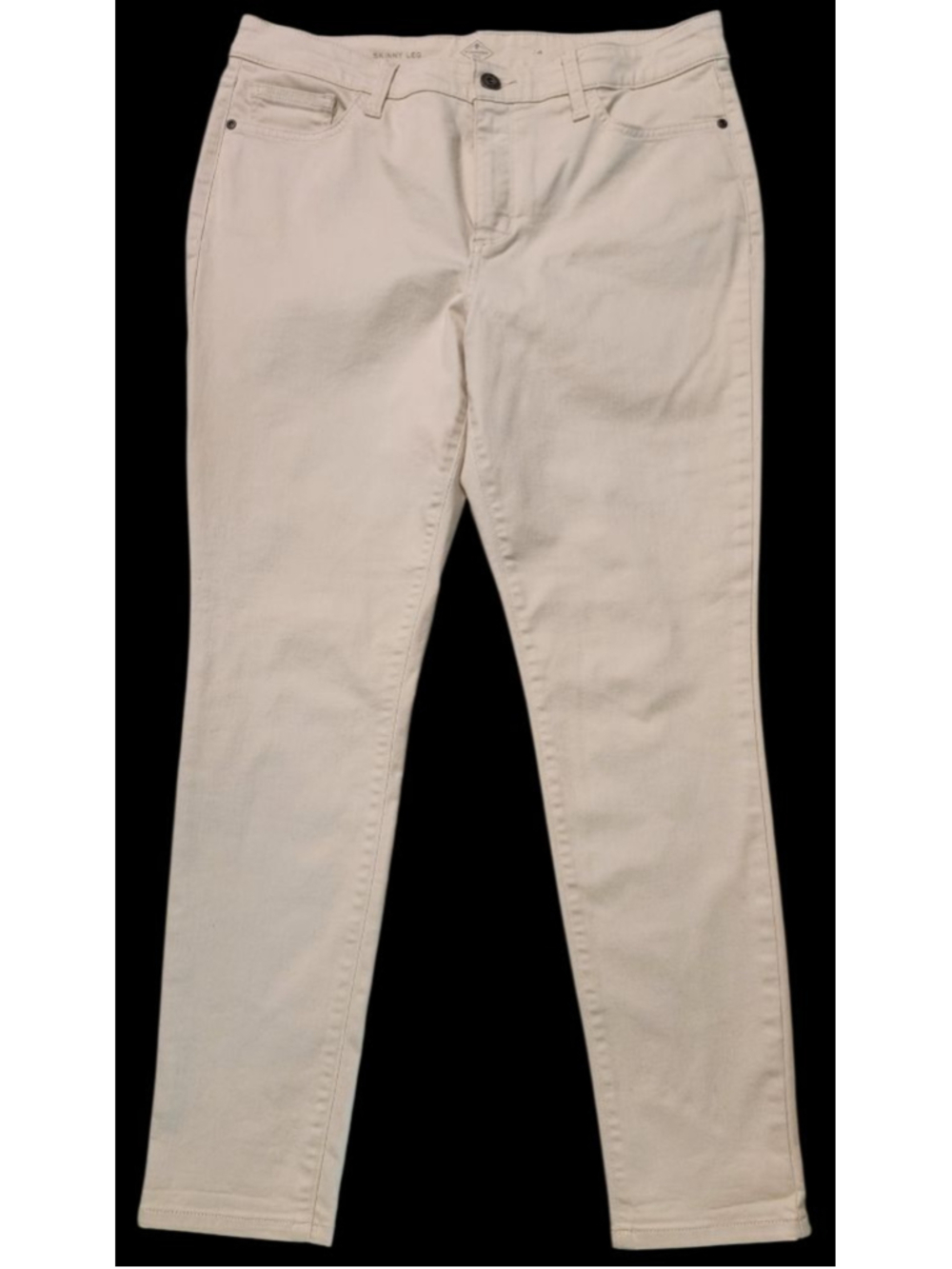 St. John's Bay Skinny Leg Jeans Size 14 Cream Beige Stretch Pants Women's